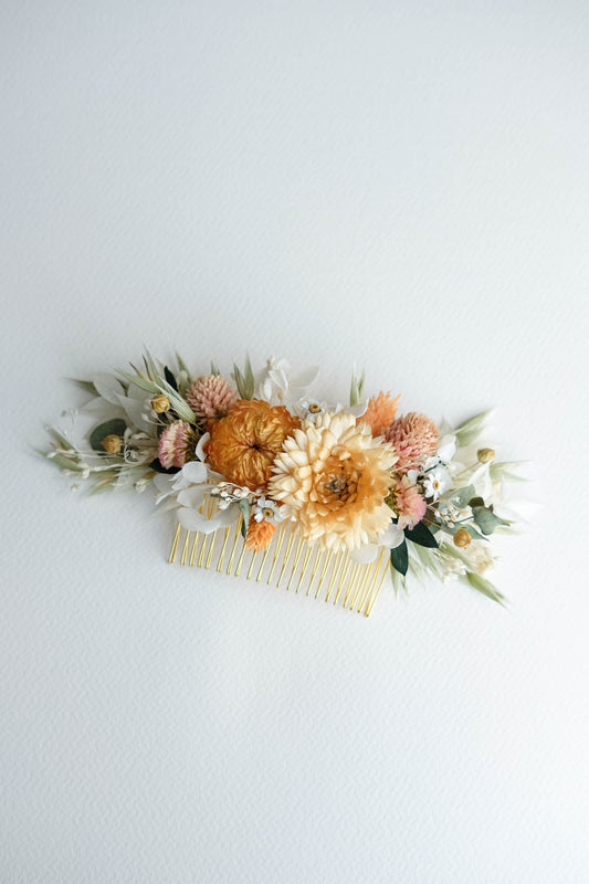 Fall Autumn Dried Flower Wedding Hair Comb