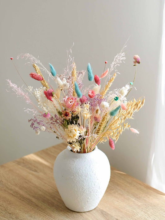Dried-Flower-Bouquet-Pastel-Pink-Blue-Bunny-Tails-Helichrysum