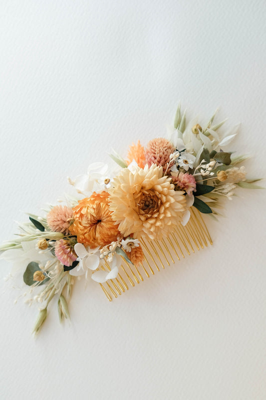 Fall Autumn Dried Flower Wedding Hair Comb