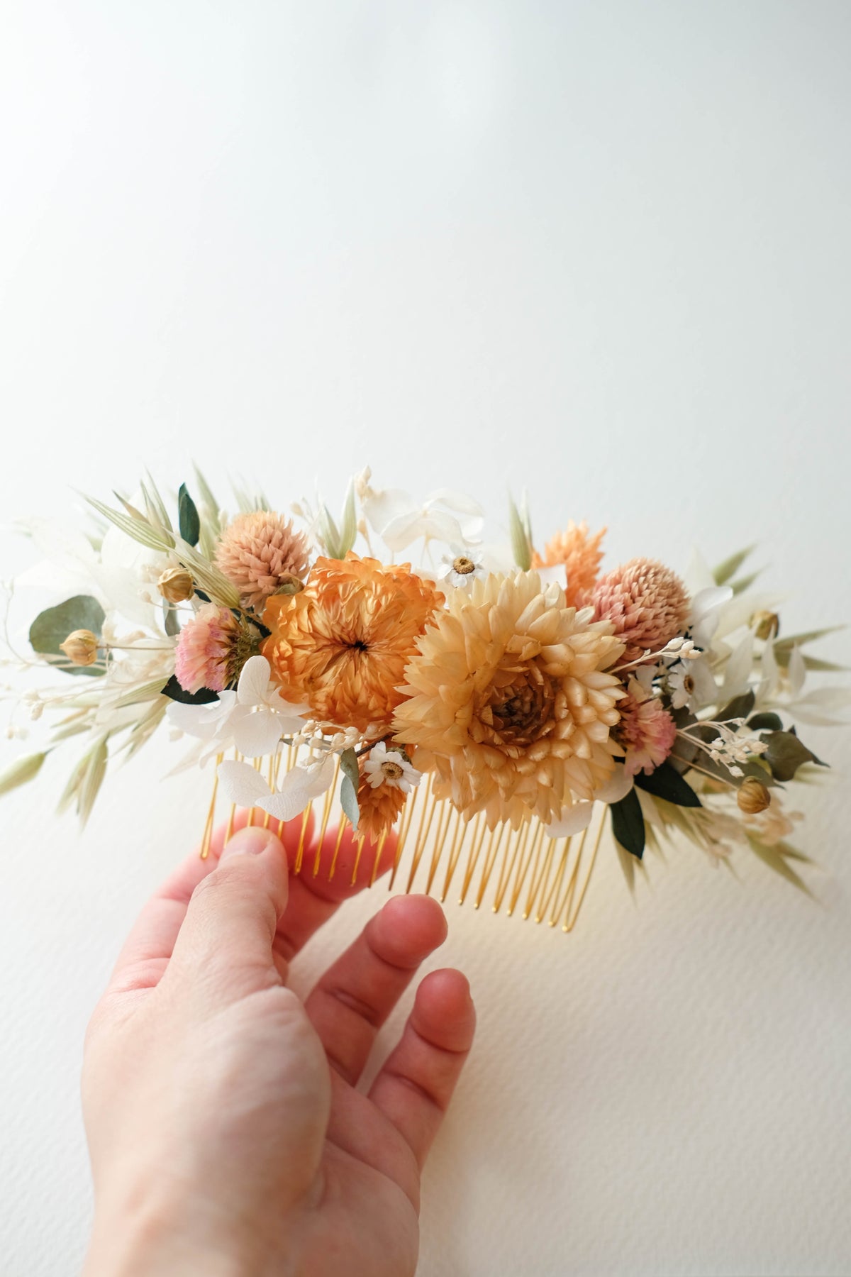 Fall Autumn Dried Flower Wedding Hair Comb