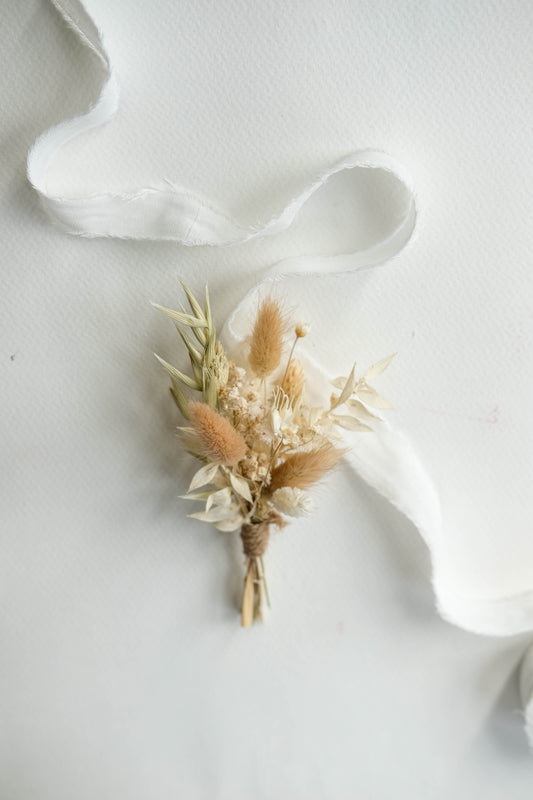 Boho and Natural Dried Flower Buttonhole