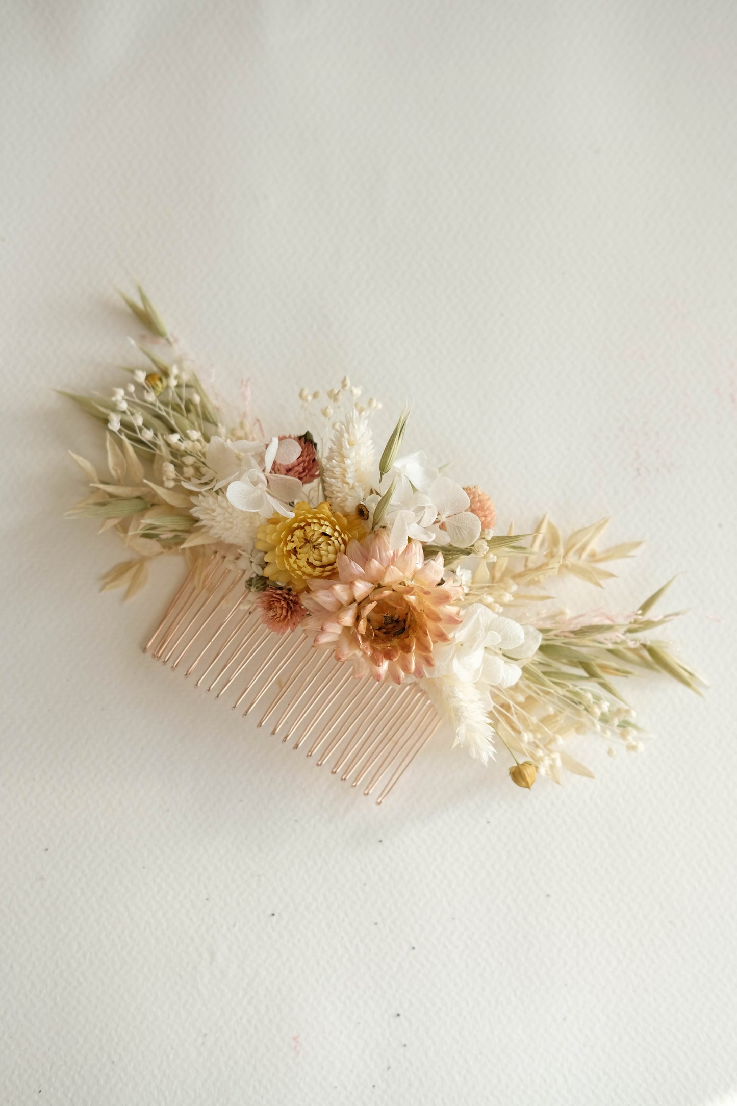Cream Ivory Dried Flower Bridal Hair Comb