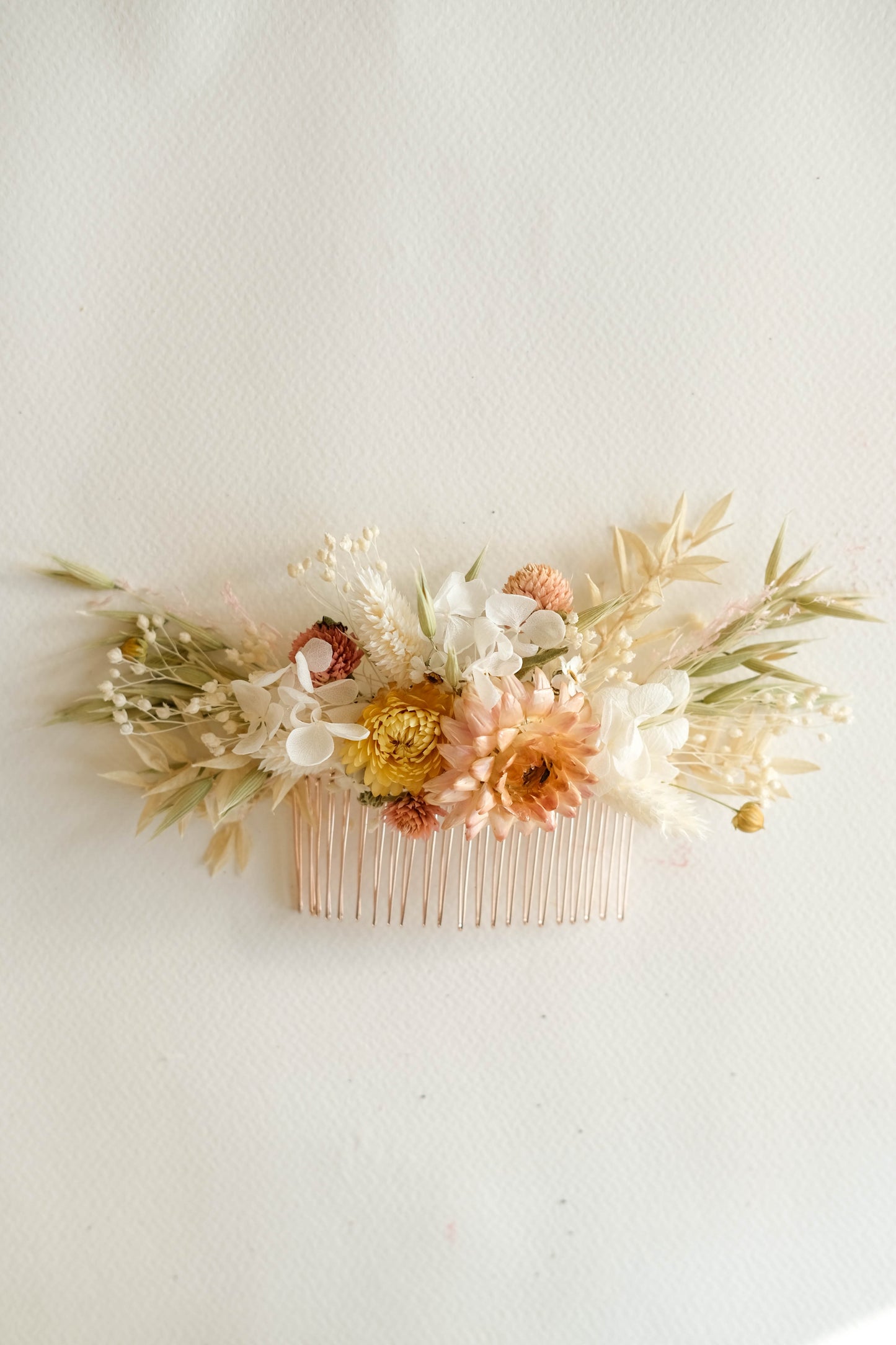 Cream Ivory Dried Flower Bridal Hair Comb