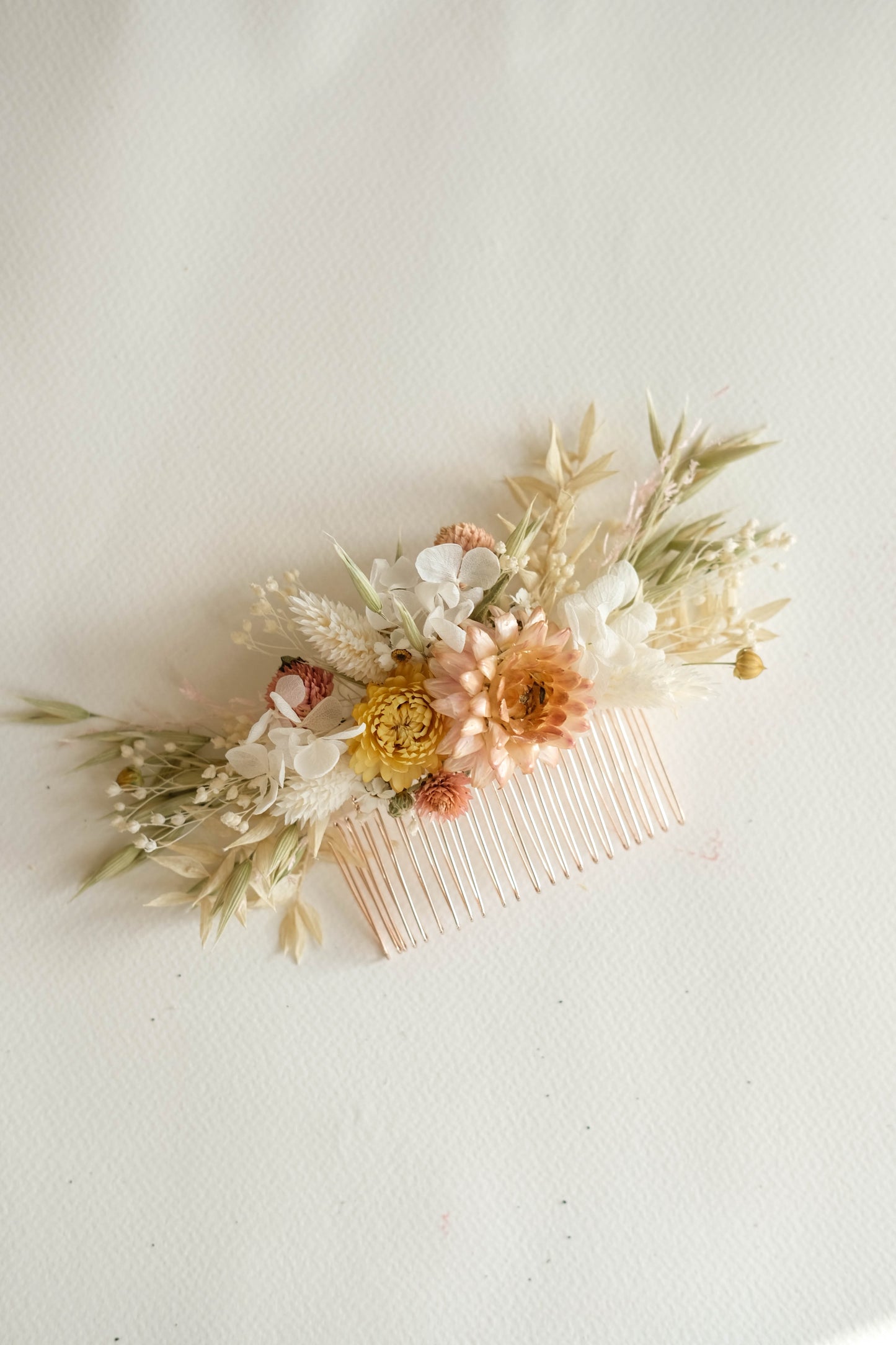 Cream Ivory Dried Flower Bridal Hair Comb
