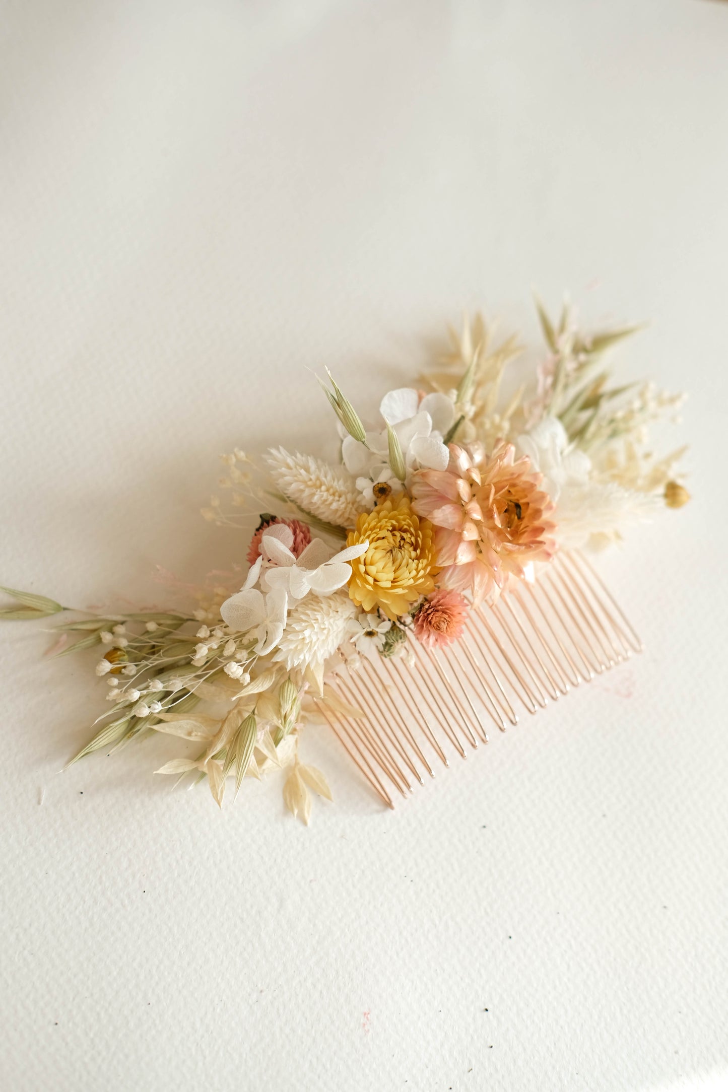 Cream Ivory Dried Flower Bridal Hair Comb
