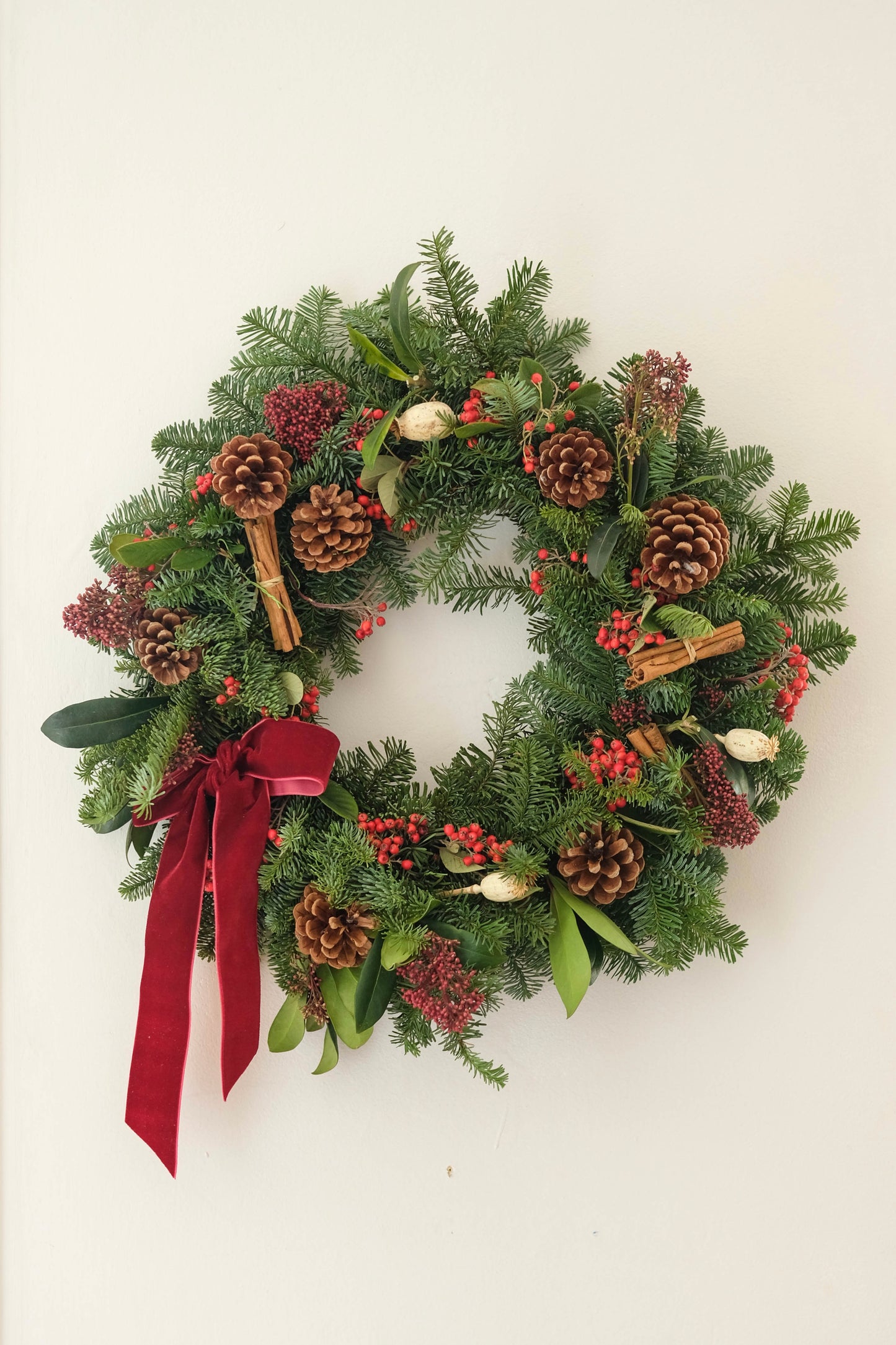Fresh Real Berry Red Traditional Christmas Wreath
