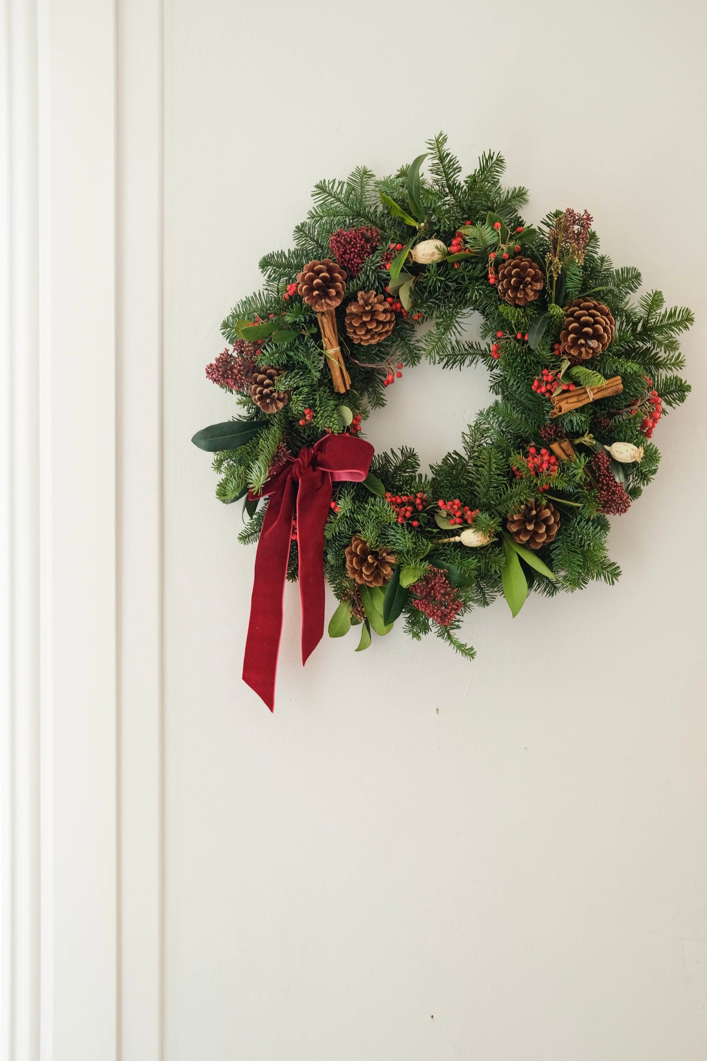 Fresh Real Berry Red Traditional Christmas Wreath