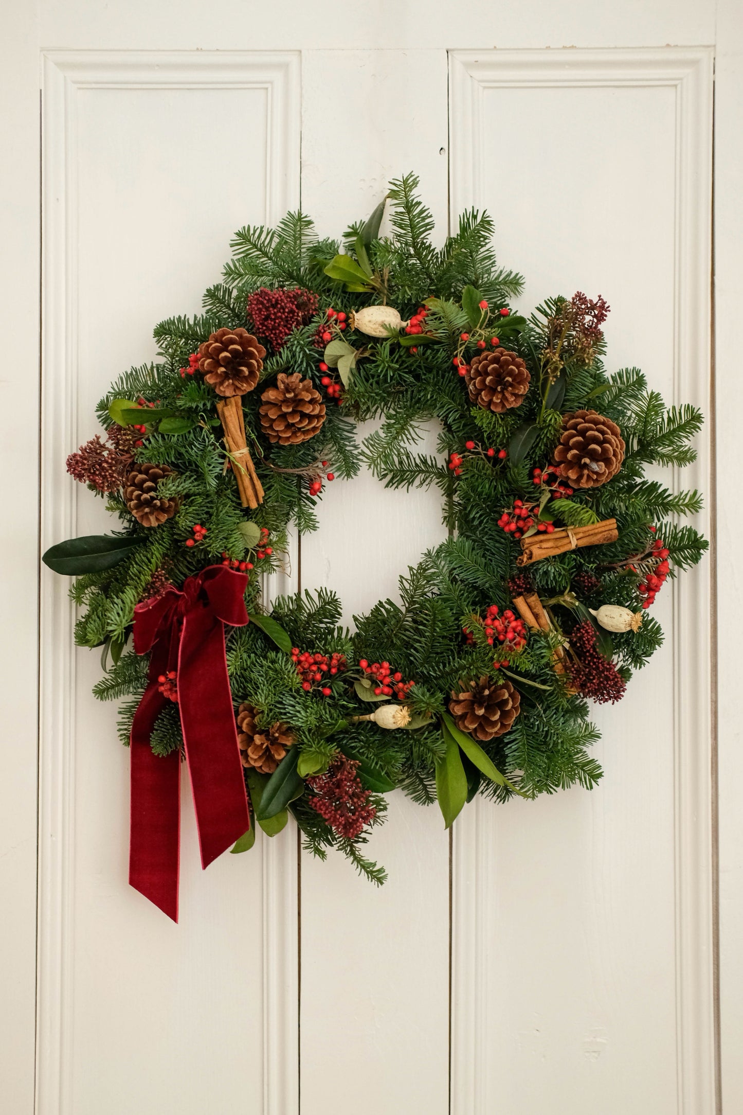 Fresh Real Berry Red Traditional Christmas Wreath