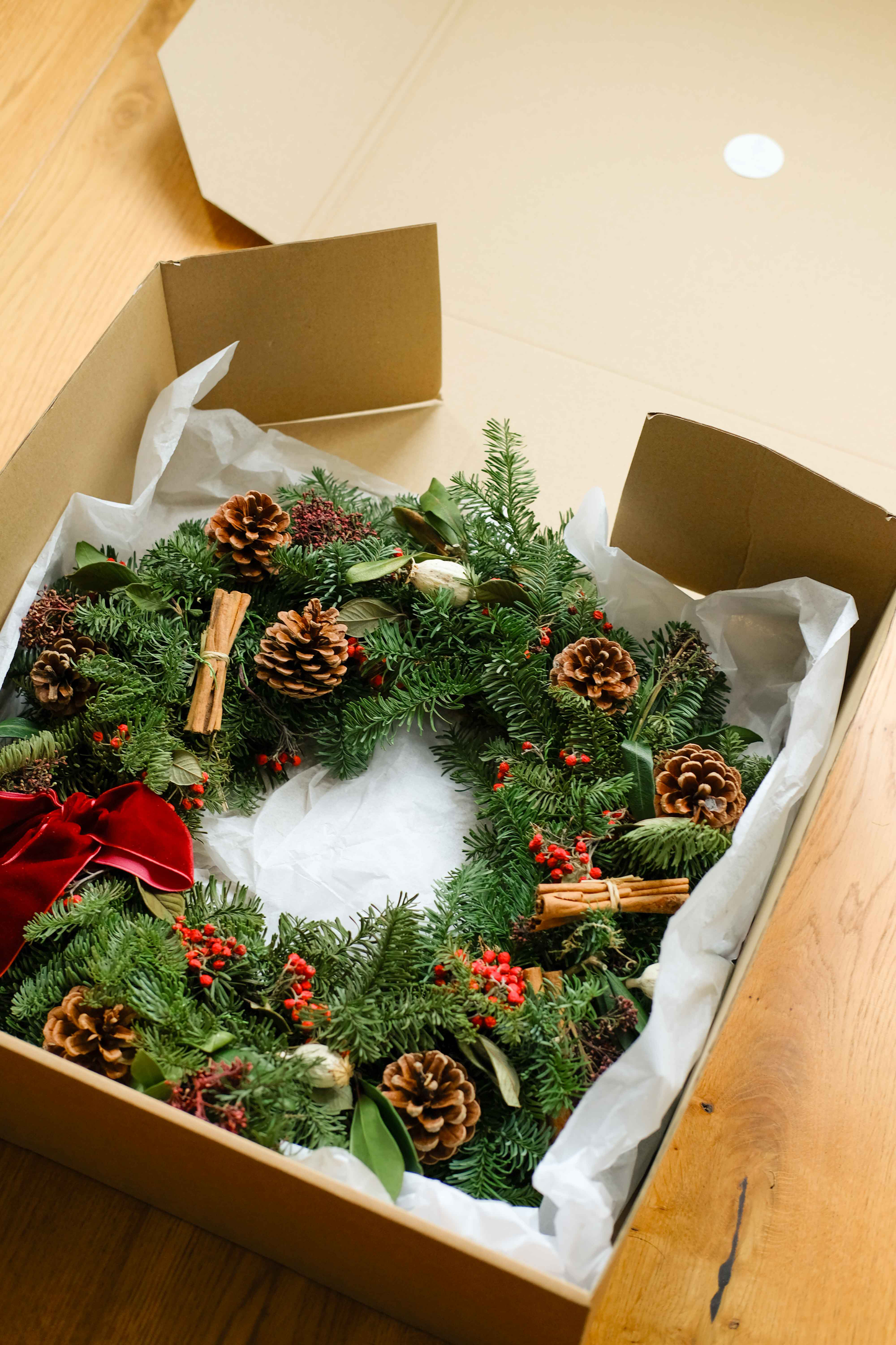 Fresh Real Berry Red Traditional Christmas Wreath