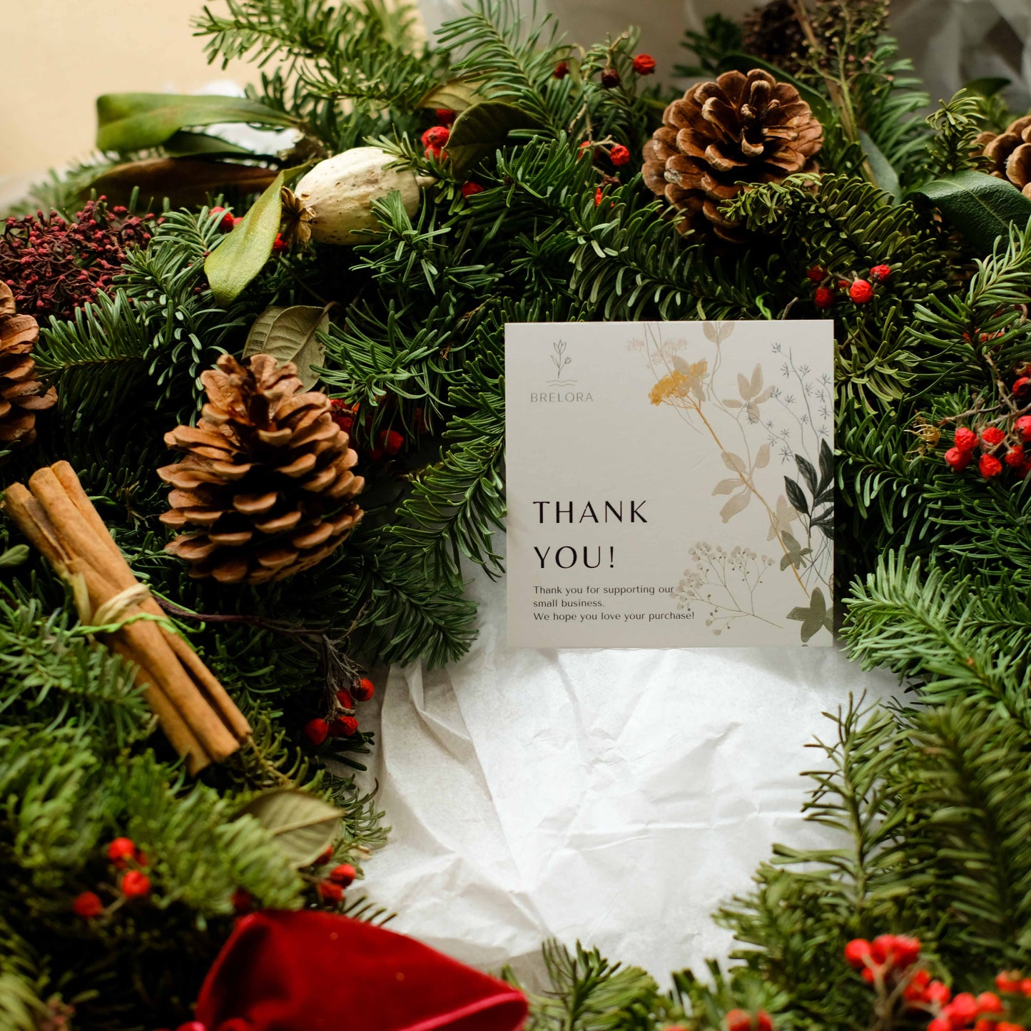 Fresh Real Berry Red Traditional Christmas Wreath