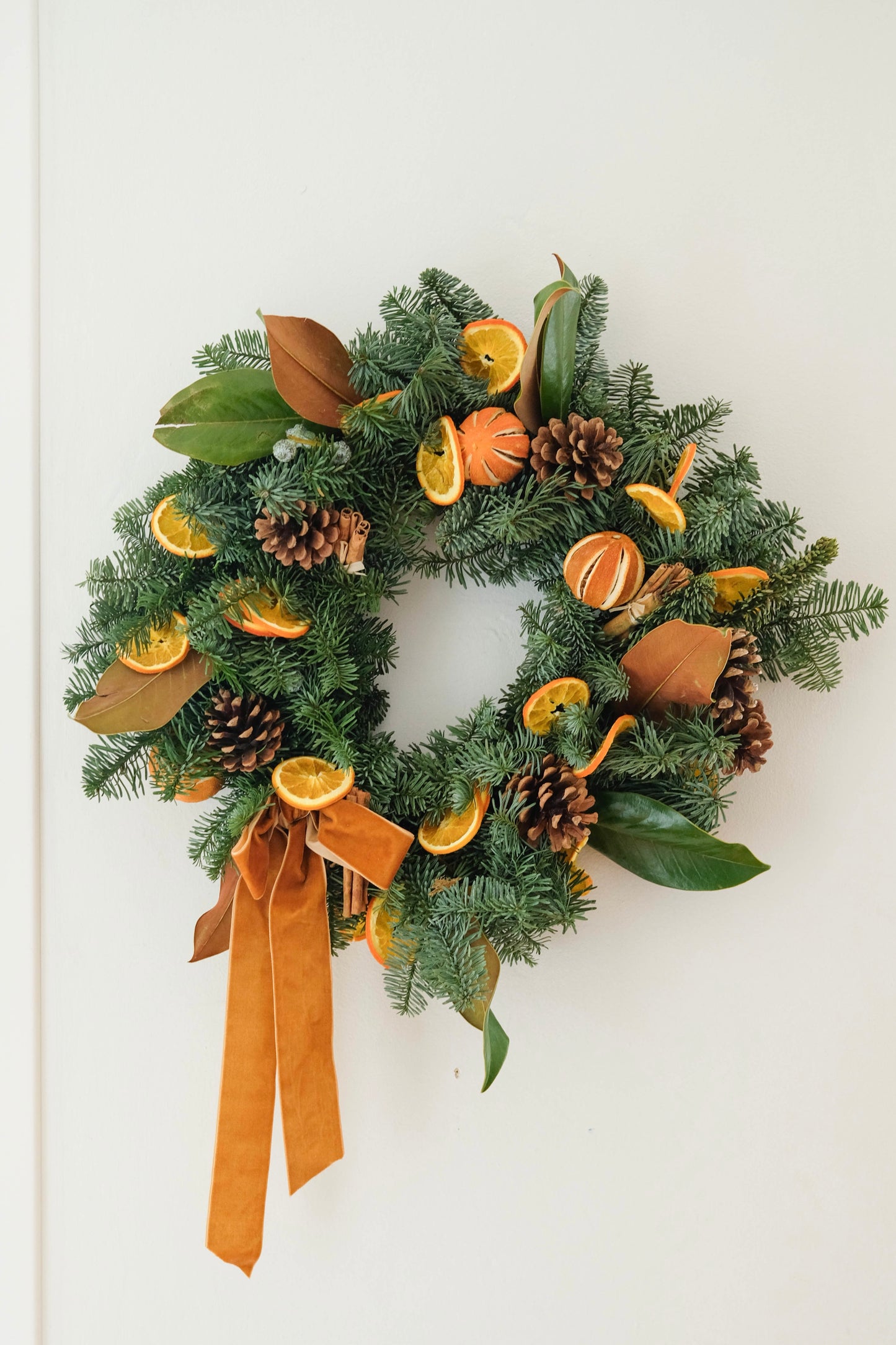 Fresh Real Christmas Wreath with Dried Fruit Citrus and Pine Cone