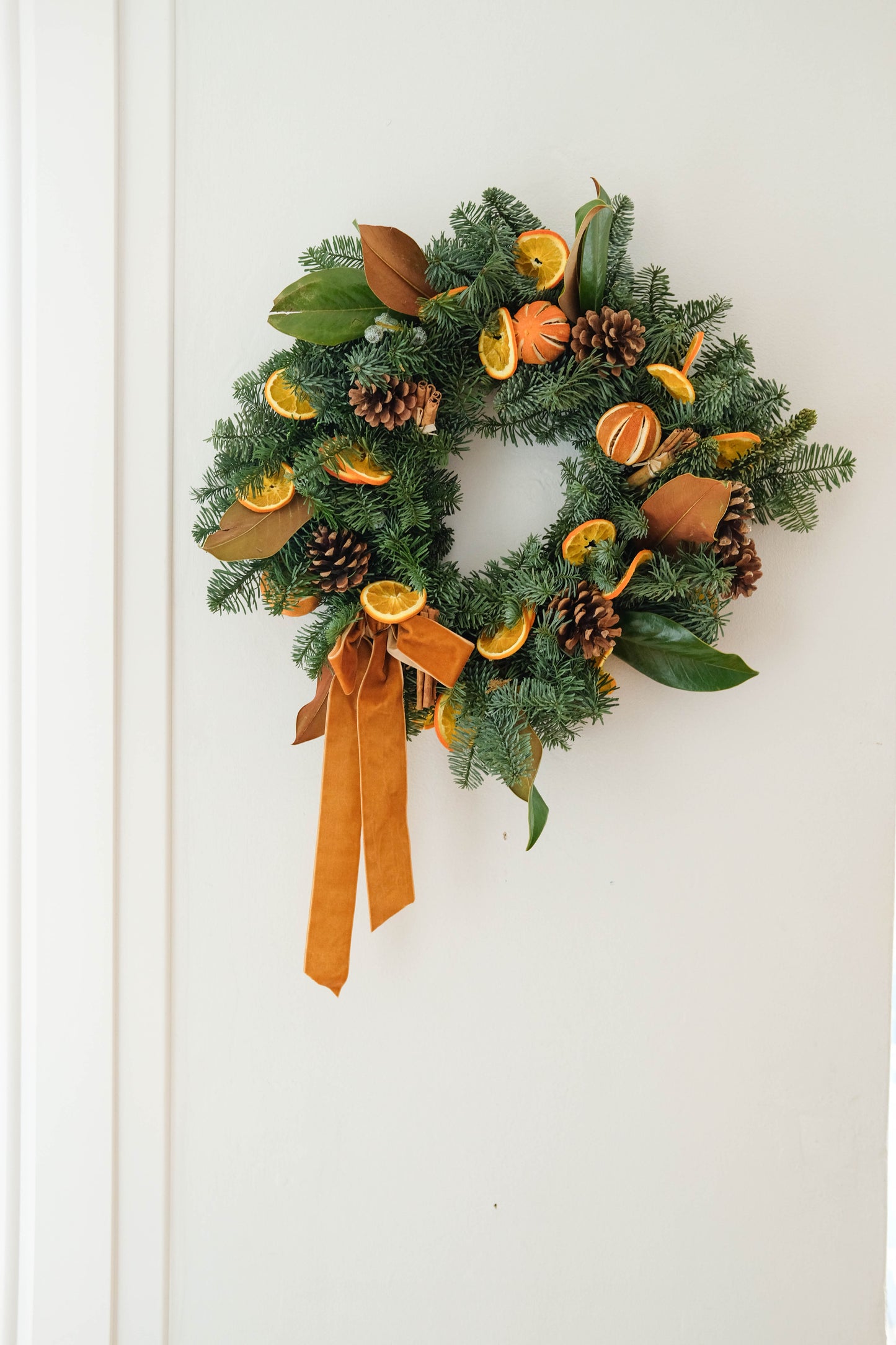 Fresh Real Christmas Wreath with Dried Fruit Citrus and Pine Cone