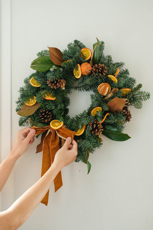 Fresh Real Christmas Wreath with Dried Fruit Citrus and Pine Cone