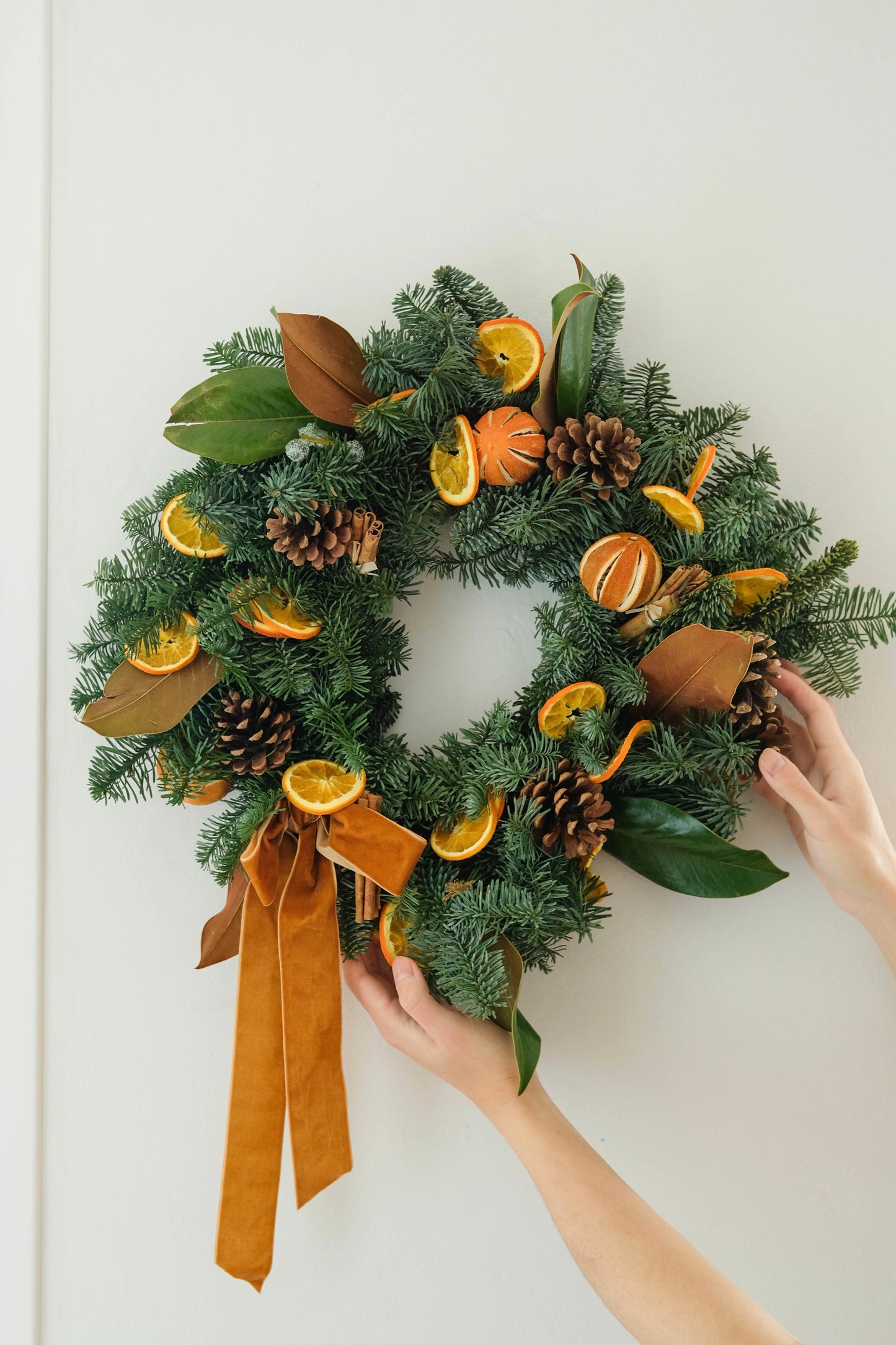 Fresh Real Christmas Wreath with Dried Fruit Citrus and Pine Cone