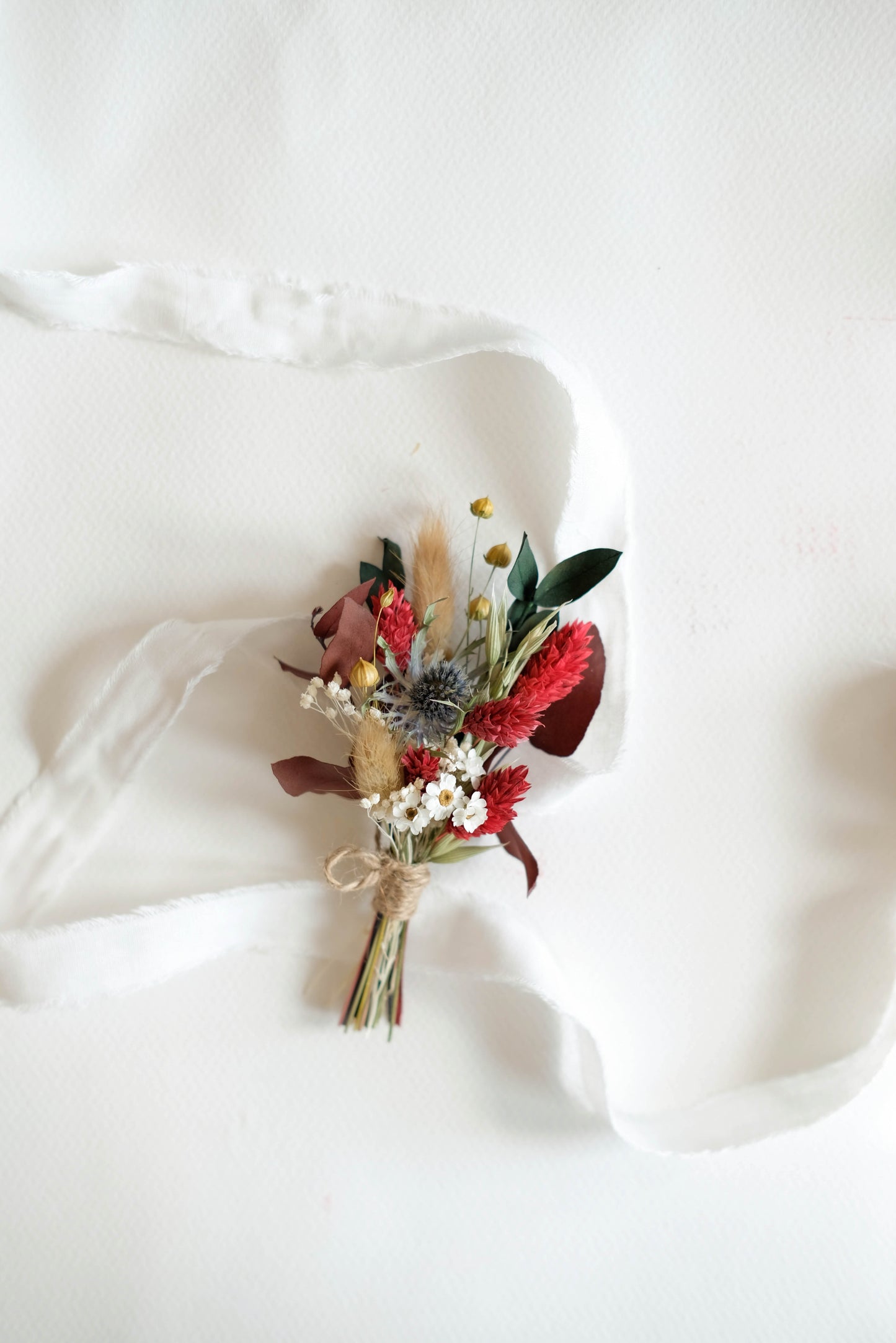 Red and Burgundy Wedding Buttonhole