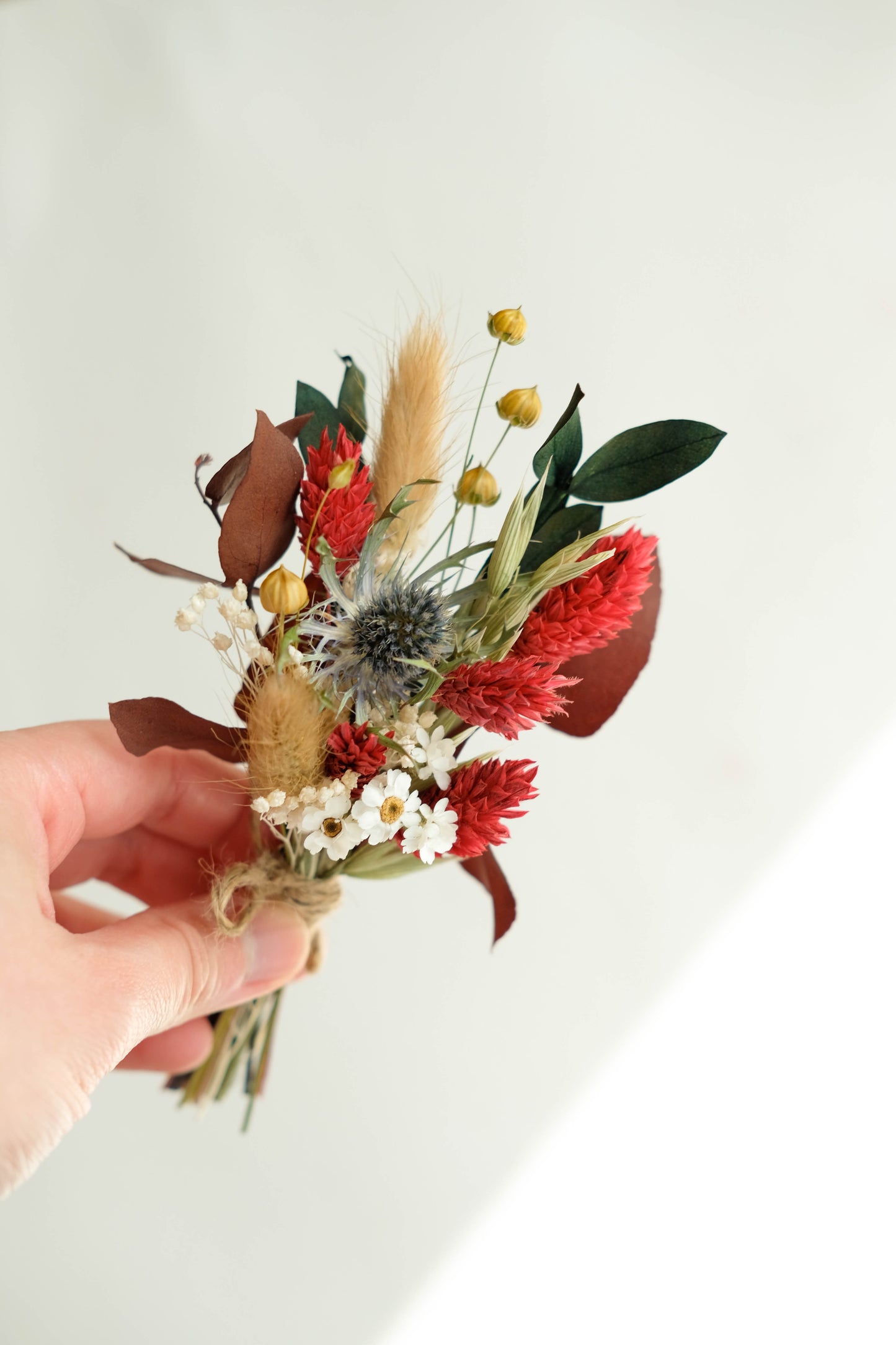 Red and Burgundy Wedding Buttonhole