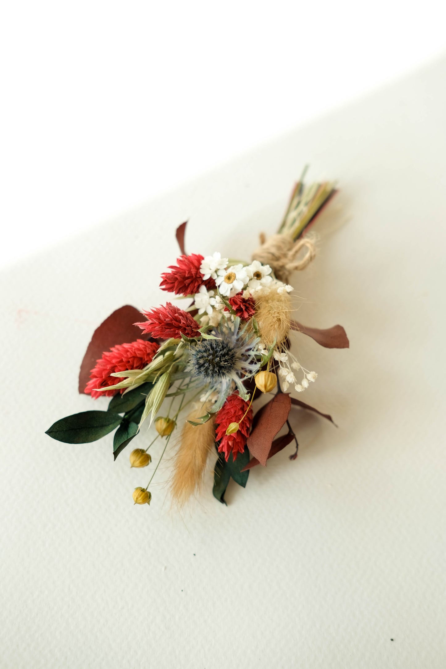 Red and Burgundy Wedding Buttonhole